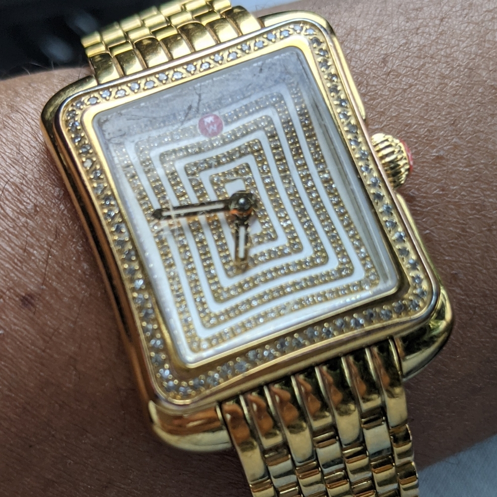 LIMITED EDITION MICHELE DIAMOND DECO GOLD WATCH